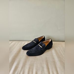 Donald J Pliner Navy Suede Link Loafers